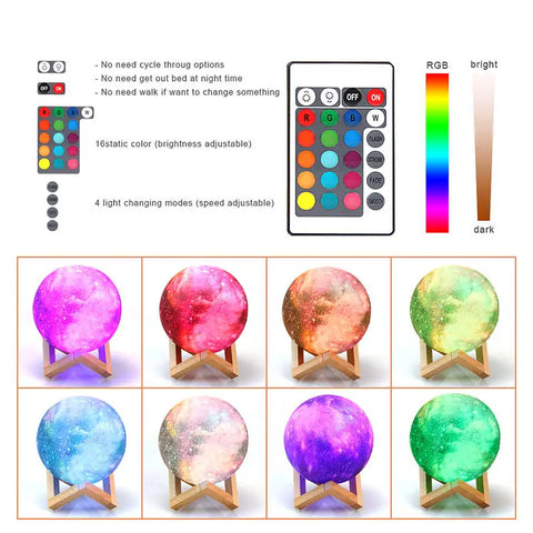MERRYHOME Moon Lamp – Color-Changing 3D LED for Kids & Adults