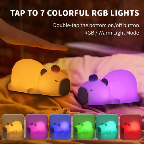 GGBEE Animal Night Light – Cute Puppy, Cat & Capybara Silicone Lamp