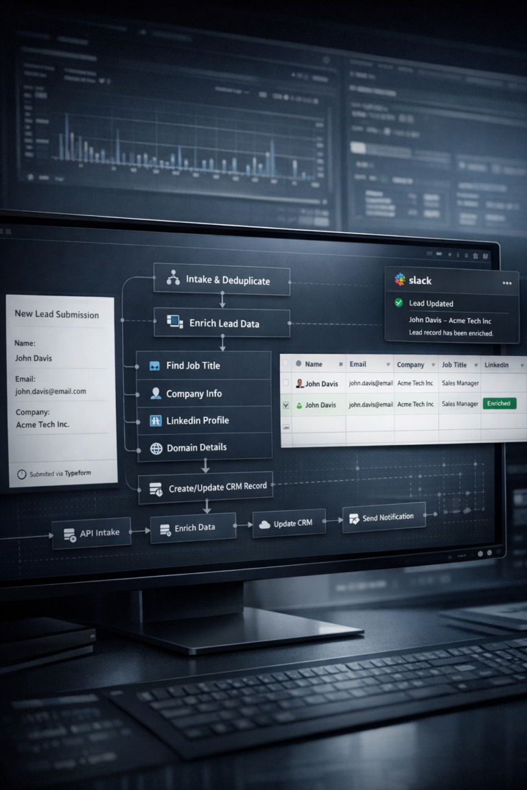 Lead Enrichment Agent™ – AI Agent for Automated Lead Capture, Enrichment & CRM Sync (Typeform, Dropcontact, Airtable & Slack)