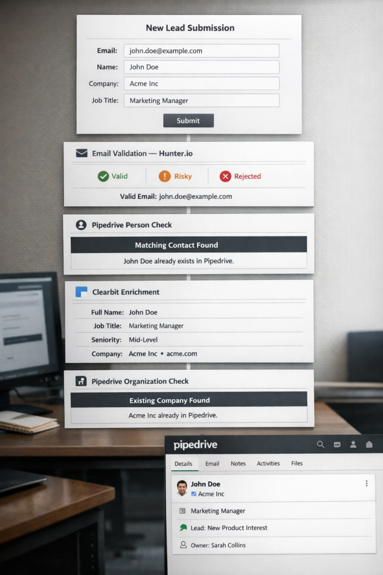 Lead Enrichment & CRM Automation Agent™ – AI Agent for Email Verification, Data Enrichment & Pipedrive Lead Creation