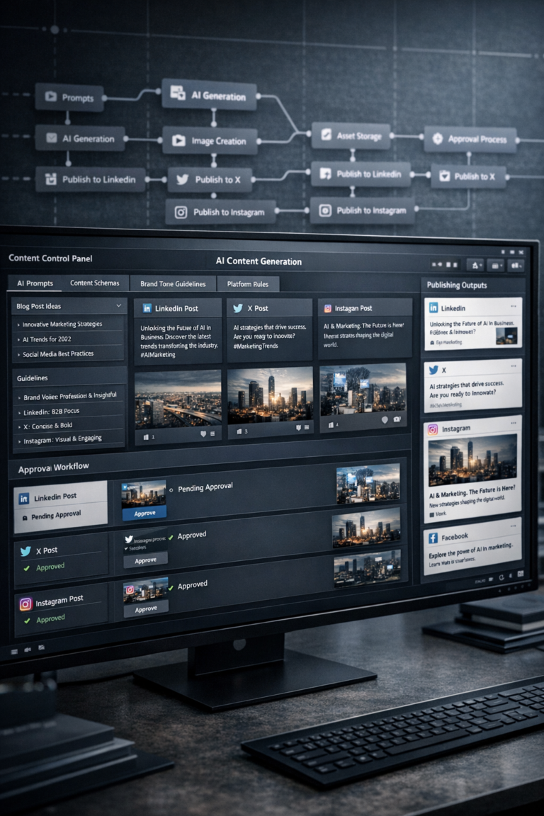 Social Media Content Factory™ – AI Agent for Automated Content Generation, Approval Workflows & Multi-Platform Publishing