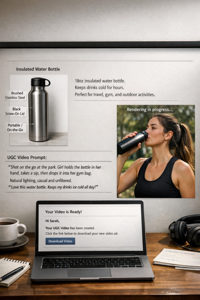 UGC Video Ad Agent™ – AI Agent for Image Analysis, UGC Prompt Engineering & Automated Video Creation