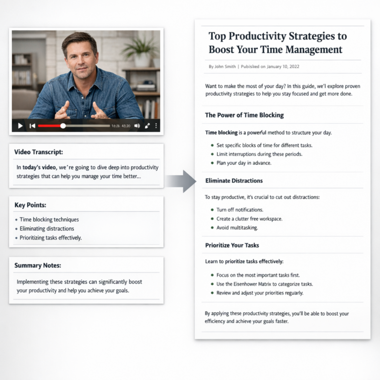 YouTube Repurposing Engine™ – Automated Blog Conversion Blueprint